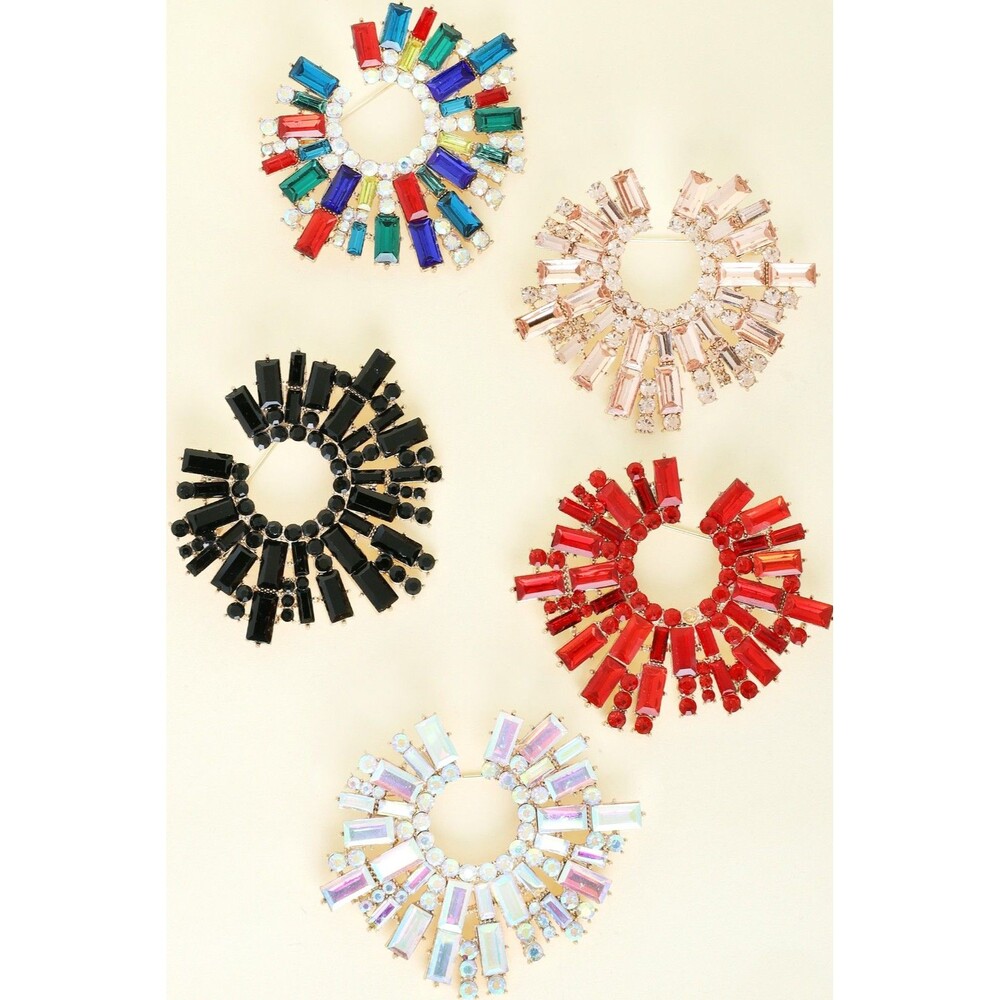 Crystal Rhinestone Baguette Cluster Brooch Pin - Diona J